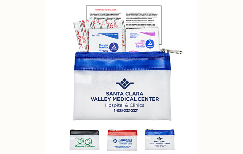 7 Piece First Aid Kit in Colorful Zipper Vinyl Pouch